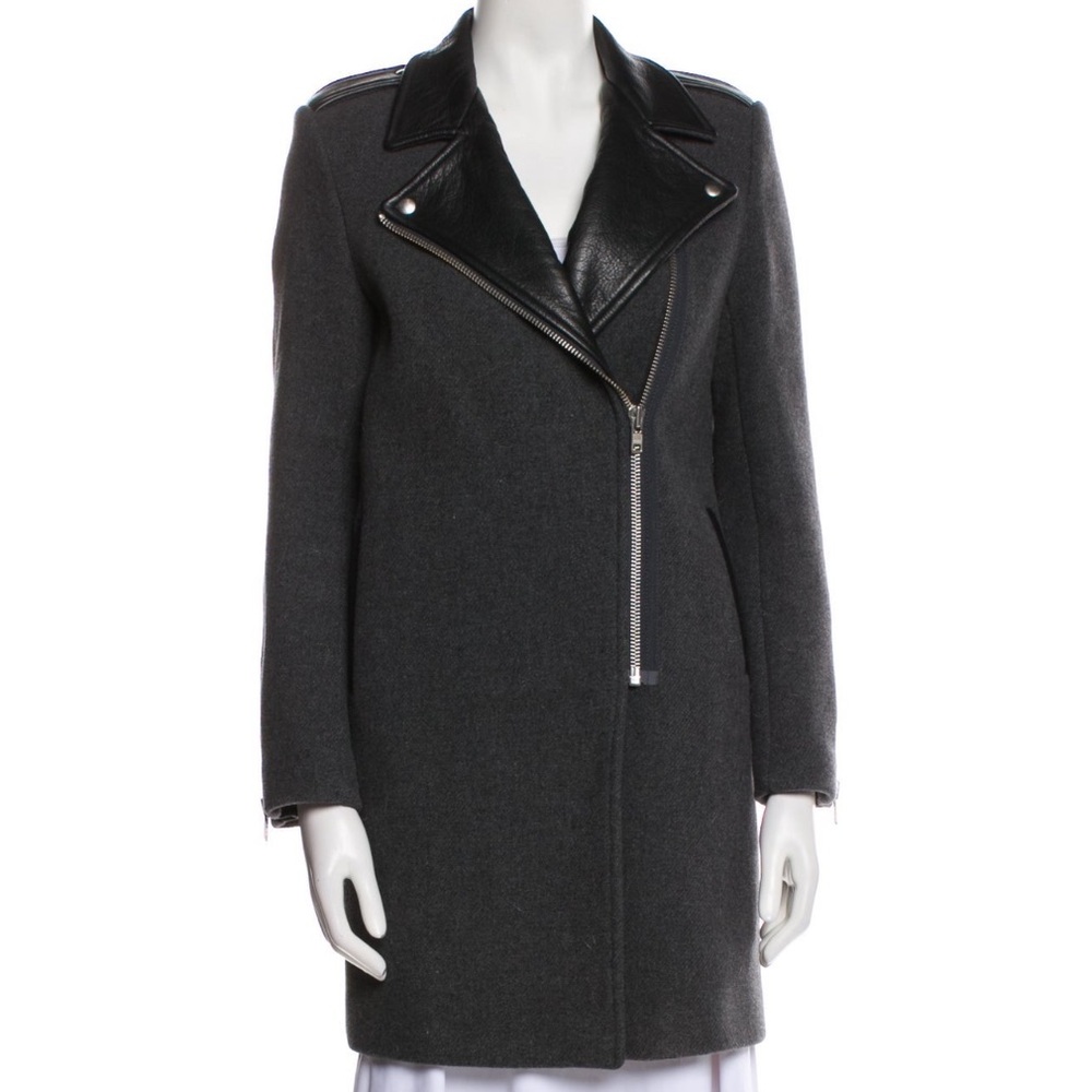 Sandro Charcoal Trench Coat with Black Accents